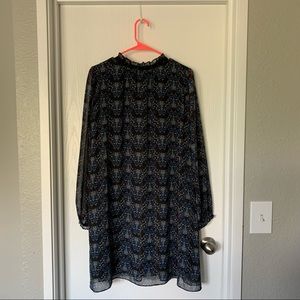 Anthropologie HD in Paris Blue & Black Mock Neck Dress M